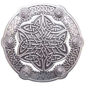 Celtic <b>Key</b> sash and plaid brooch typically used for Highland wear - Product Image 1