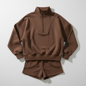 Women's 320 GSM Fleece <b>Hoodie</b> and Shorts Set Winter Casual Two Piece Outfit Custom Logo Thick Warm Tracksuit Set - Product Image 4