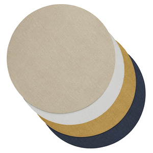 Set di 4 tovagliette rotonde in denim Mode Living Chic, in vinile senza ftalati, lavabili - Product Image 1