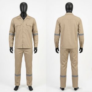 Conjunto de Uniforme de Trabajo Premium en Sarga de Algodón y Poliéster Color Caqui, 200 GSM, con Ribete Reflectante y Logotipo Personalizado, Camisa y Pantalón para Personal - Product Image 1