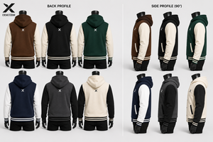 Veste universitaire à capuche pour homme X Sports City, en molleton de coton et polyester, couleur unie, boutonnée, coupe classique, vêtements décontractés d'automne, OEM - Product Image 3