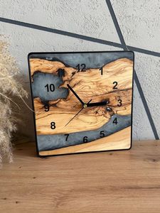Large Handmade Epoxy Resin Wood Wall <b>Clock</b> Modern Luxury River Table Design Silent Quartz <b>Movement</b> Home Decor Custom Wooden - Product Image 1