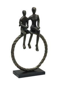 Escultura Abstracta de Aluminio Hecha a Mano, Estatua Familiar Moderna, Dos Figuras Sentadas en un Círculo de Cuerda, Decoración Minimalista para el Hogar - Product Image 6