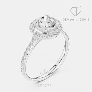 Bague de fiançailles en or blanc 14 carats avec diamant de laboratoire de 1,00 carat, couleur F+, clarté VS+, pavé rond, bague de fiançailles et de mariage certifiée IGI - Product Image 2