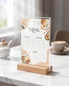 Porta Menús y Letreros Desmontables de Acrílico Transparente Elegante y Personalizado con Base de Plástico - Product Image 5