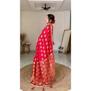 Nouveau lancement de sari indien pour femmes adultes, style traditionnel, sari en soie rouge pour les occasions de mariage - Product Image 3