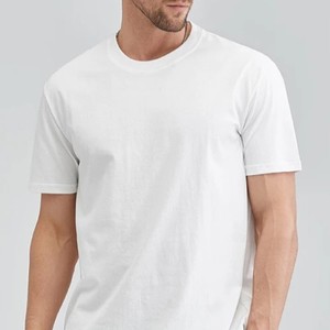 Camiseta de Manga Corta para Hombre 2026, Color Azul Claro, Cuello Redondo, 100% Algodón, Corte Regular, Color Sólido, Tejido de Punto, Teñido Liso, ODM OEM - Product Image 3