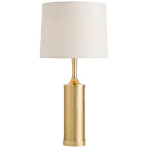 Lampe de table moderne en métal doré martelé avec finition antique et abat-jour en tissu blanc, élégante décoration intérieure, luminaire de bureau. - Product Image 6