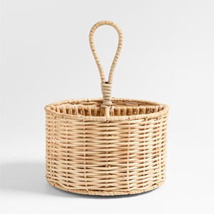 Rattan utensils caddy <b>open</b>-weave utensil storage basket best quality handcrafted cutlery caddy - Product Image 2