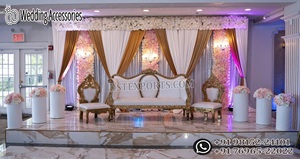 Royal Wedding <b>Silver</b> Throne <b>Chair</b> and Sofa Set Elegant Wedding Reception Platinum Finish Sofa Set Luxury Loveseat for Wedding UK - Product Image 3