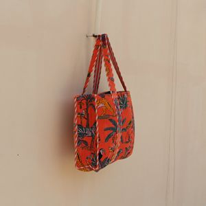 กระเป๋าผ้ากำมะหยี่ผ้าฝ้ายสุดหรูที่ยั่งยืนได้ พร้อมลายพิมพ์เขตร้อน กระเป๋าเดินทางสำหรับผู้หญิงสำหรับใช้ในชีวิตประจำวัน - Product Image 4