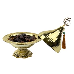 Handmade Arabic Date Bowl With <b>Lid</b> And Premium Metal Khajoor <b>Pot</b> For Ramadan Iftar Party & Luxury Islamic Home Decor Gift - Product Image 2