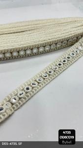 Dentelle florale brodée avec motifs floraux et feuillage, largeur 3 cm, rouleau de 9 mètres pour vêtements ethniques, sacs, chaussures et textiles de maison - Product Image 6