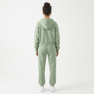 Conjunto de chándal para mujer con bordado personalizado, estilo moderno, teñido con efecto ácido, de corte holgado, que incluye sudaderas de corte cuadrado y pantalones con lavado mineral. - Product Image 5