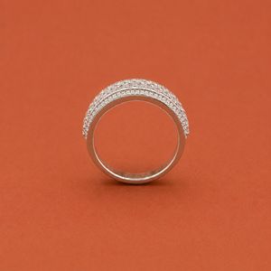 S925 <b>Silver</b> Rhodium Plated Multi Row Moissanite Diamond Classic <b>Mens</b> Luxury Wedding Band <b>Ring</b> - Product Image 3