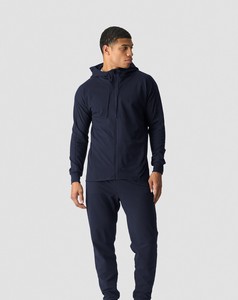 Sudadera con capucha y cremallera para hombre, azul marino, corte regular, informal, de felpa francesa, para otoño - Product Image 1
