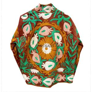 Chaqueta Acolchada al por Mayor con Bordado Floral, Cuello Mandarín, Manga Larga, Algodón Transpirable Ecológico de 700 g, Otoño - Product Image 3