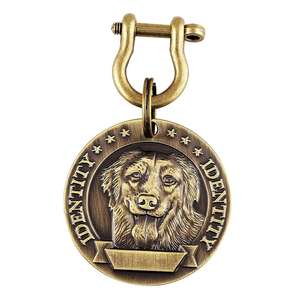 Breloque de collier pour chien en laiton rond avec motif de patte Emily Pets, étiquette d'identification pour chiens et chiots - Product Image 1