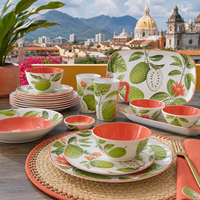 Collection de vaisselle décorative en mélamine bleue et blanche imprimée pour restaurant, hôtel, banquet, buffet, maison