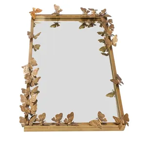 Butterfly Pattern Brass Wall <b>Mirror</b> <b>Rectangle</b> Bohemian Style Home Decor Living Room Wall Hanging Single-piece Package - Product Image 5