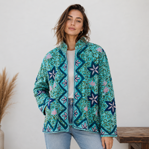 Chaqueta Bomber de Terciopelo para Mujer Tallas Grandes, Estilo Denim Bordado, Reversible, Exterior de Algodón, Ropa Casual Urbana para Adultos, ODM - Product Image 3
