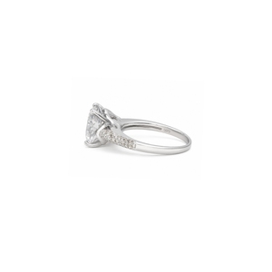 925 Sterling Silver Round CZ Engagement <b>Ring</b> Pave Setting Prong Classic Style Women's Fine Jewelry - Product Image 3