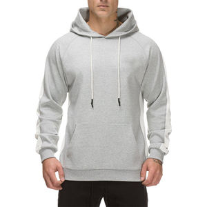 Sudadera con Capucha Gris para Hombre, Manga Raglán, Color Sólido, Informal, con Bolsillo Delantero, Corte Regular, Ropa de Invierno - Product Image 1