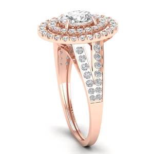 Bague de fiançailles REYES Luxury en or massif 14 carats, diamant ovale 1,3 carat, halo, certifiée IGI, rhodiée, bijoux fins pour femmes - Product Image 3