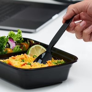 ช้อนพลาสติกแบบใช้แล้วทิ้งสีดำแบบหนาพิเศษ 100 ชิ้น สำหรับงานปาร์ตี้ งานอีเว้นท์ อาหารค่ำ และของตกแต่ง - Product Image 4