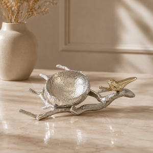 Indian Handcrafted Aluminum Branch Bowl with Gold Love Bird Wholesale Table Top <b>Dinnerware</b> Commercial Food Use Centerpiece Decor - Product Image 1