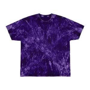 T-shirt vert tie-dye à manches courtes et col rond pour homme, style décontracté en coton tricoté, coupe classique, motif uni - Product Image 4
