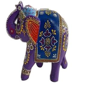 Figuras de Elefantes de Madera Pintadas a Mano, Pulido Natural, Decoración India para Mesa de Oficina, Hotel, Hogar o Escuela - Product Image 1