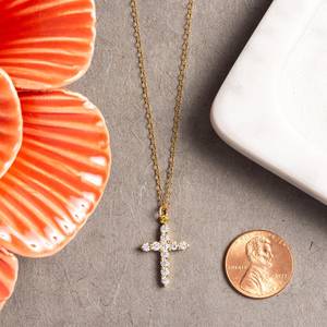 Collier élégant en argent sterling avec pendentif croix, pierre naturelle, vintage, pour fiançailles, unisexe, chaîne fine réglable - Product Image 2