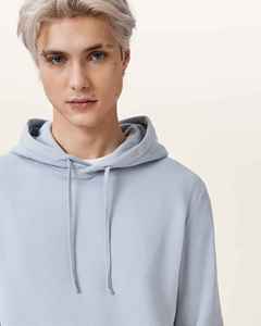 Sweat-shirt à capuche bleu clair pour homme en polyester/coton molletonné, coupe classique, décontracté, pour l'automne, avec poches, couleur unie, séchage rapide - Product Image 6