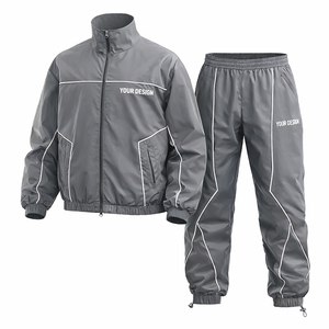 Custom Men's Winter Solid Cotton Hooded Tracksuits Printed Windbreaker 2-Piece <b>Set</b> Sport Jacket Zip <b>Waterproof</b> Customized Piping - Product Image 5