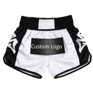 Shorts de boxe d'entraînement pour hommes 100% polyester, taille mi-haute, fermeture élastique, séchage rapide, respirant, logo personnalisé, jambe longue avec protection intégrale - Product Image 5