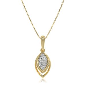 Collier pendentif en or jaune avec diamant taille marquise, chaîne maille forçat, style classique pour femme - Product Image 1