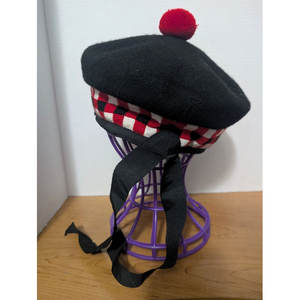 Sombrero Balmoral Escocés 100% Lana Pura, Rojo, Blanco y Negro, Venta al por Mayor, OEM, ODM - Product Image 4