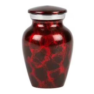 Decorative stainless steel <b>urn</b> with floral enamel printed design for memorial use - Product Image 6