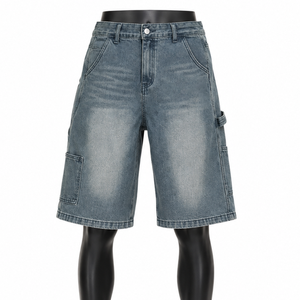 Pantalones Cortos de Mezclilla Azules Personalizados para Hombre, Estilo Baggy, Tipo Cargo, Corte Holgado - Product Image 1