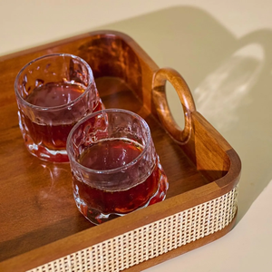 Bandeja de Servir de Madera Rectangular, Diseño Moderno, Hecha a Mano con Borde de Ratán, Ecológica, Apta para Lavavajillas, para Fiestas y Bodas - Product Image 3