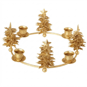 Luxury Design Gold Metal <b>Christmas</b> <b>Tree</b> Advent Wreath Candle Holder 4-Cup Iron Candlestick for Home <b>Table</b> Centerpiece Decor - Product Image 1