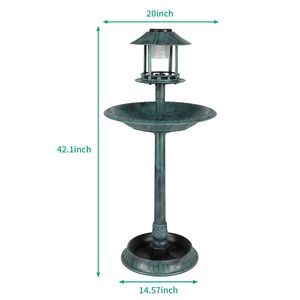 Abbeveratoio per Uccelli Rotondo in Plastica 51*51*106cm con Luce Solare Verde Scuro per il Giardino - Product Image 2
