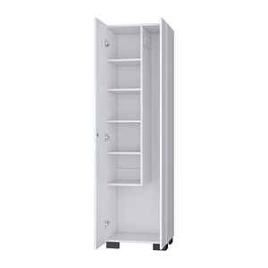 Scaffali Bianchi per Stoccaggio e Armadio Porta Scope, Eleganti Mobili con Coperture Protettive - Product Image 4