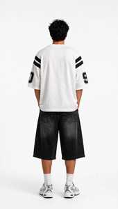 T-shirt blanc surdimensionné pour homme ONETEN APPAREL avec imprimé noir 90, manches courtes, jersey décontracté en coton respirant, col rond - Product Image 3