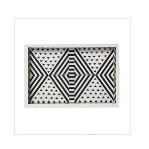 Juego de Tres Bandejas Artesanales con Incrustaciones de Hueso Azul Claro y Diseño Floral para Decoración Elegante de Cocina y Mesa de Centro - Product Image 4