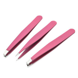 Pinzas para Cejas Inclinadas Antiestáticas Personalizadas de Acero Inoxidable, Pinzas para Depilación de Cejas en Negro, Rosa y Dorado con Etiqueta Privada - Product Image 6