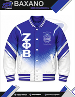 Veste universitaire en satin ombré pour femmes de la sororité Zeta Phi Beta, avec lettres grecques brodées, manches longues, col rabattu, veste en satin côtelé