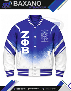 Veste universitaire en satin ombré pour femmes de la sororité Zeta Phi Beta, avec lettres grecques brodées, manches longues, col rabattu, veste en satin côtelé - Product Image 4