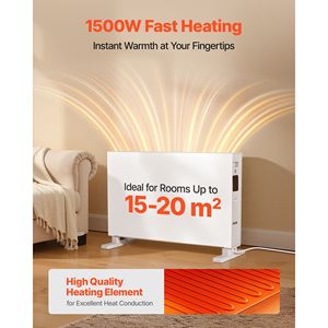 1500W pannello elettrico riscaldatore telecomando Touch 3 modalità 24H supporto Timer a parete Design Anti-ribaltamento protezione contro il surriscaldamento per - Product Image 2